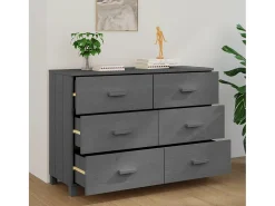 Aparador HAMAR Gris Oscuro 113x40x80 cm Madera Maciza de Pino