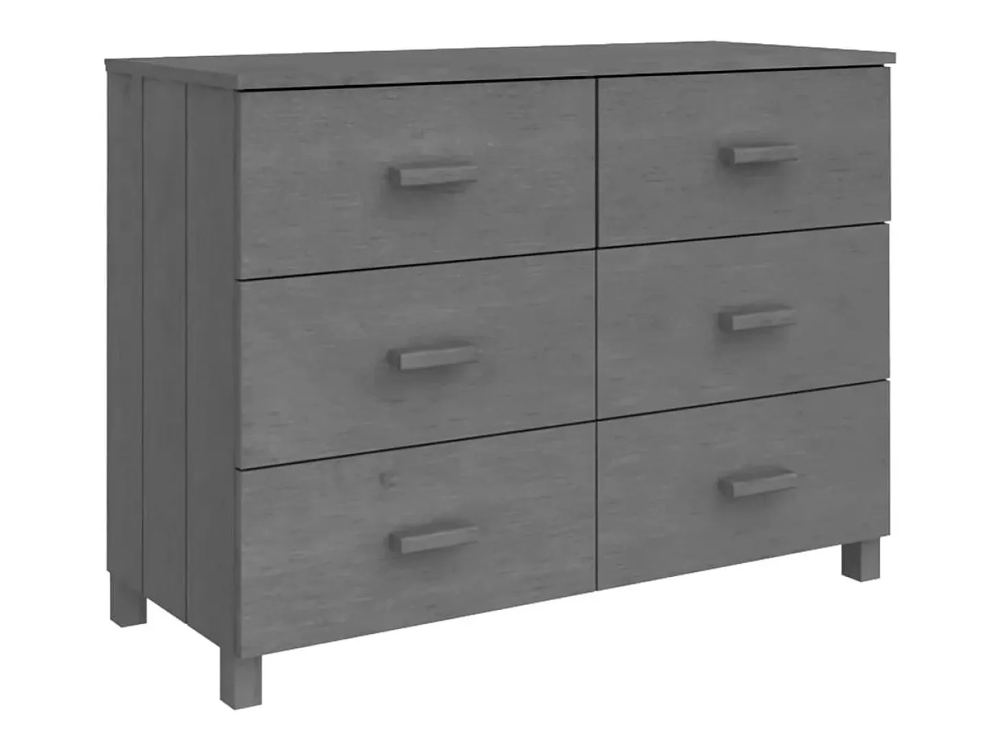 Aparador HAMAR Gris Oscuro 113x40x80 cm Madera Maciza de Pino