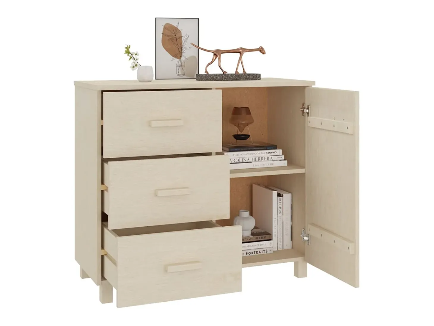 Aparador HAMAR madera de pino maciza marrón miel 90x40x80 cm