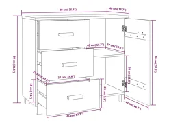 Aparador HAMAR madera de pino maciza marrón miel 90x40x80 cm
