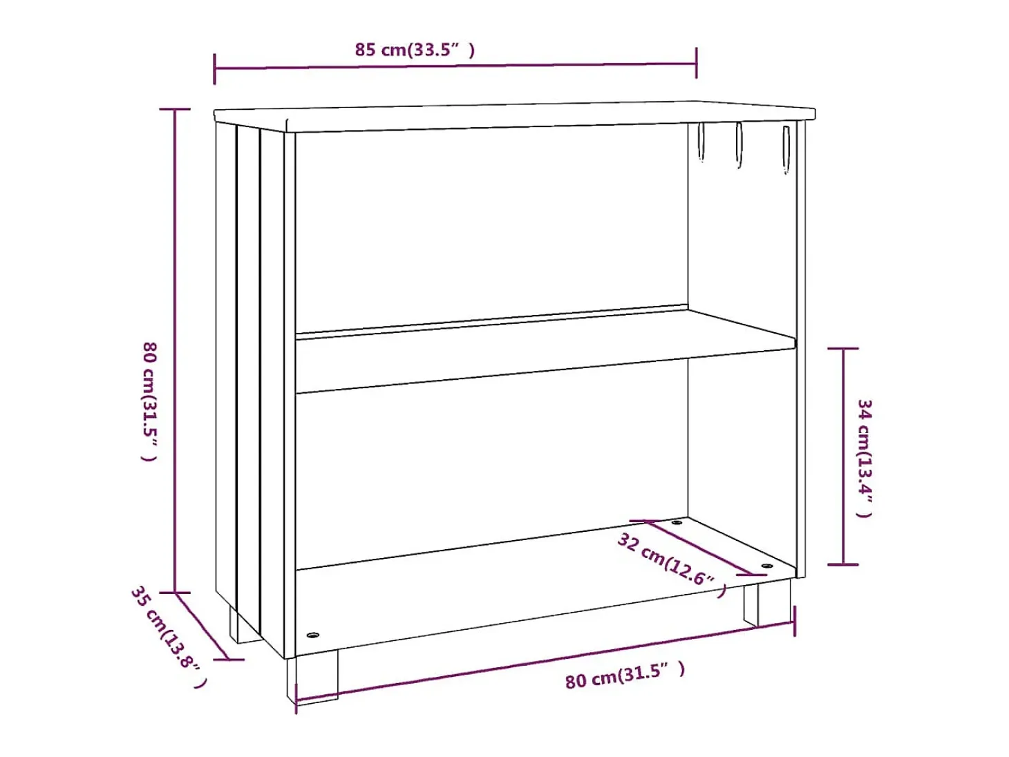 Aparador HAMAR madera maciza de pino blanca 85x35x80 cm