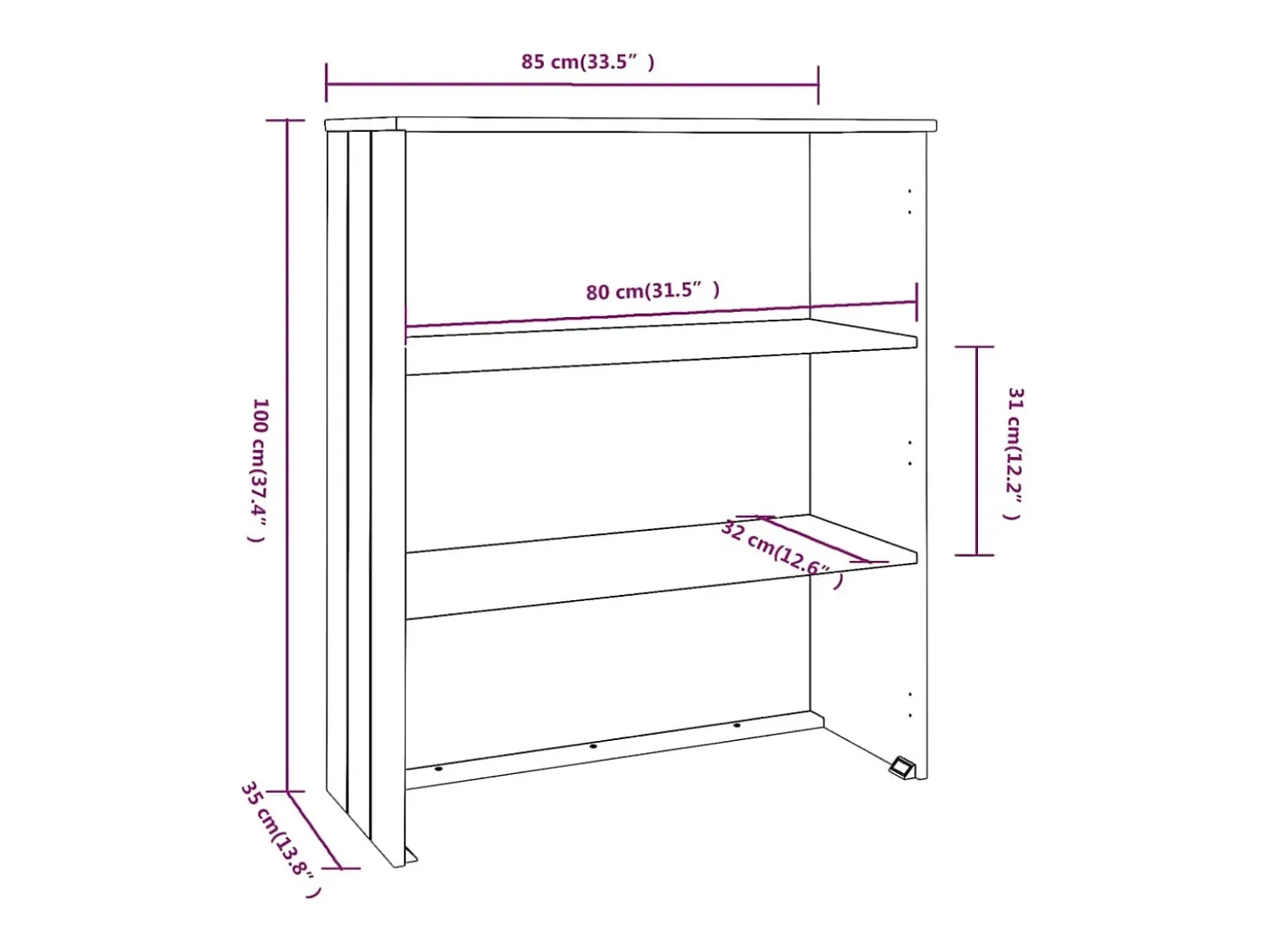 Aparador HAMAR Tapa Marrón Miel 85x35x100 cm Madera de Pino
