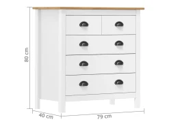 Aparador Hill Blanco 79x40x80 cm Madera Maciza de Pino