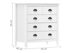 Aparador Hill Blanco 79x40x80 cm Madera Maciza de Pino