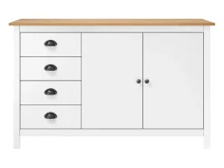Aparador Hill Blanco 130x40x80 cm Madera Maciza de Pino