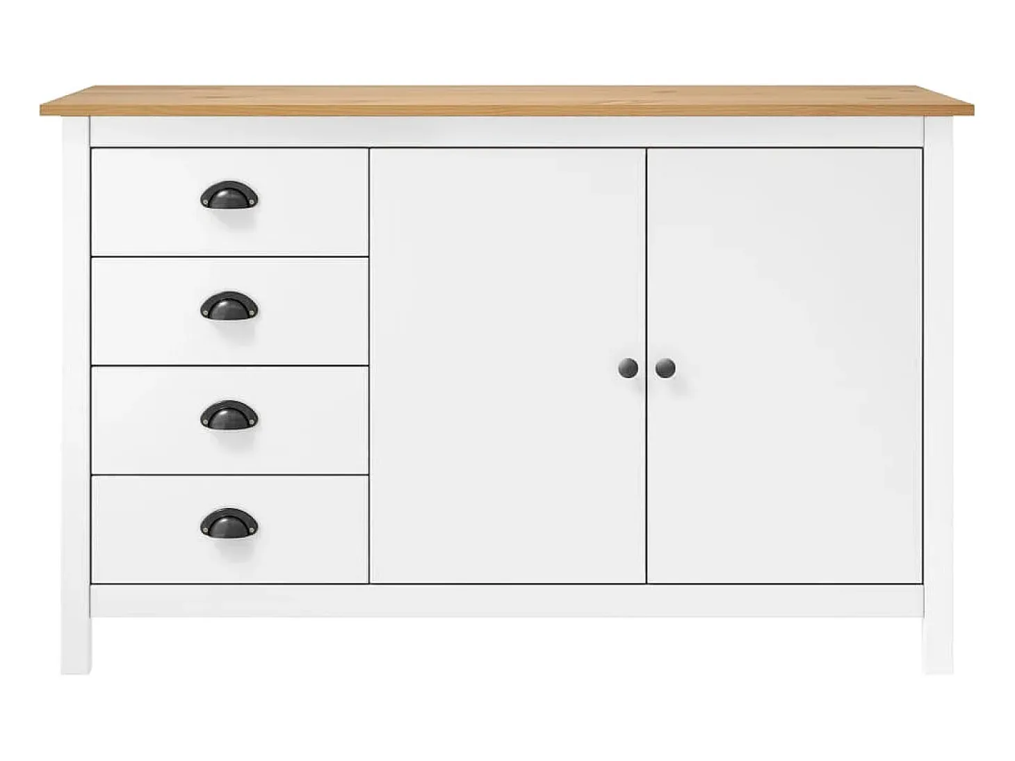 Aparador Hill Blanco 130x40x80 cm Madera Maciza de Pino