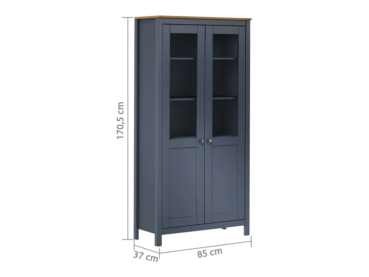 Aparador Hill Gris 85x37x170,5 cm Madera Maciza de Pino