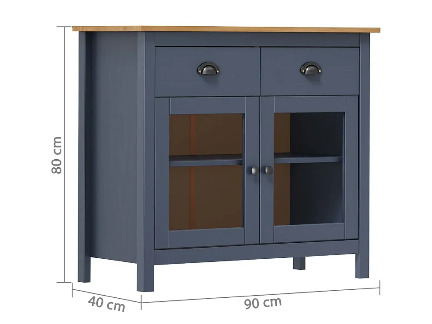 Aparador Hill madera maciza de pino gris 90x40x80 cm ES31823