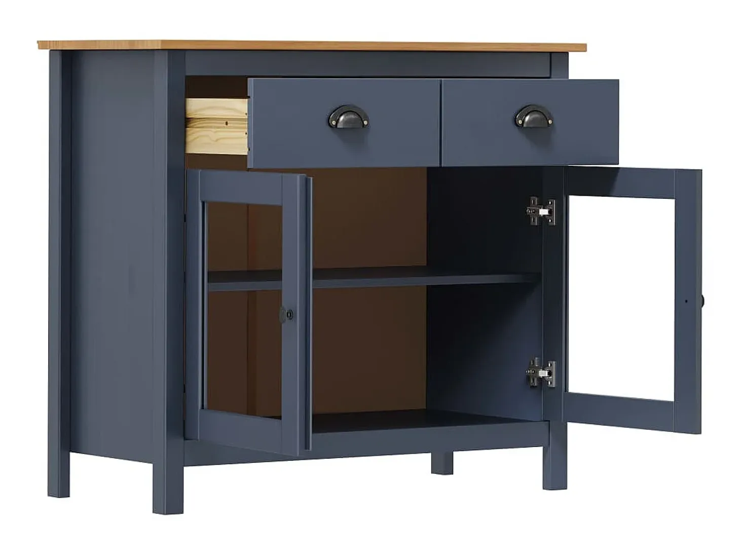 Aparador Hill madera maciza de pino gris 90x40x80 cm ES31823