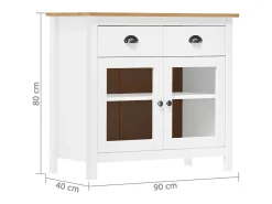 Aparador Hill madera maciza de pino blanco 90x40x80 cm ES72362