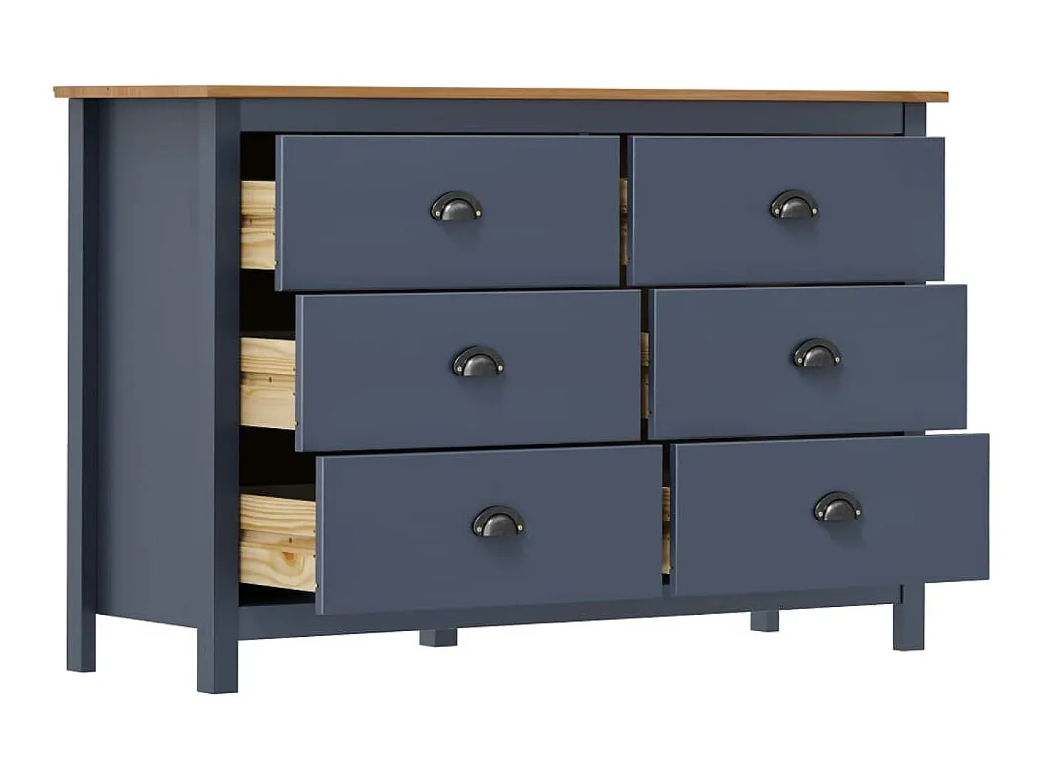 Aparador Hill madera maciza de pino gris 125x40x80 cm ES99460