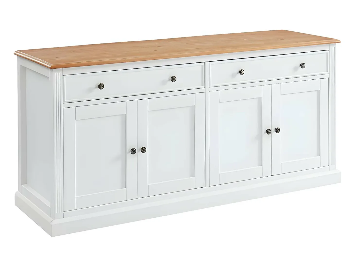 Aparador HONFLEUR 4 puertas y 2 cajones Pino y MDF blanco
