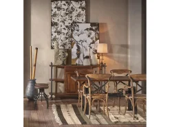 Aparador industrial 1 cajón 2 puertas hierro negro y mango marrón Kouba 160 cm