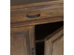 Aparador industrial 1 cajón 2 puertas hierro negro y mango marrón Kouba 160 cm