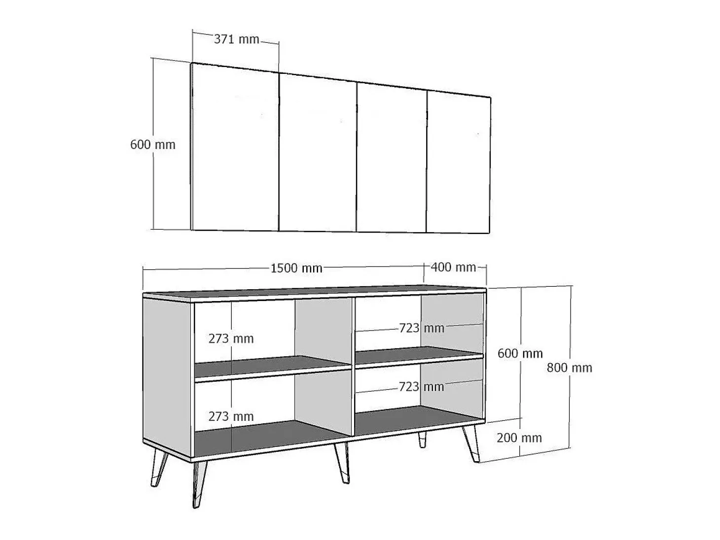 Aparador Isil Antracita Plata 150x40x80 cm
