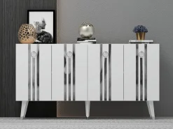 Aparador Isil Blanco Plata 150x40x80 cm