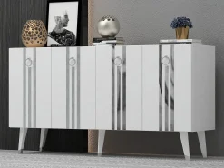Aparador Isil Blanco Plata 150x40x80 cm