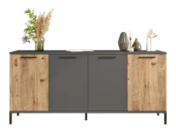 Aparador Kailua 2166, Antracita|Pino, 72x160x40cm, Aglomerado laminado
