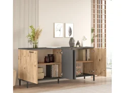 Aparador Kailua 2166, Antracita|Pino, 72x160x40cm, Aglomerado laminado