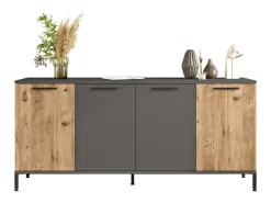 Aparador Kailua 2166, Antracita|Pino, 72x160x40cm, Aglomerado laminado