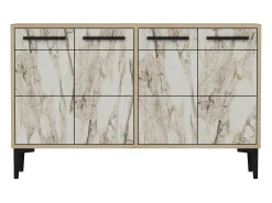 Aparador Kailua 1948, Mármol blanco|Roble, 75x120x30cm, Aglomerado laminado