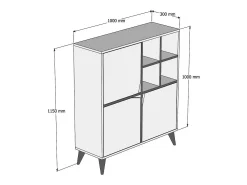 Aparador Kailua 342, Nuez, 115x100cm, Número de puertas: 3.0030cm, Aglomerado laminado