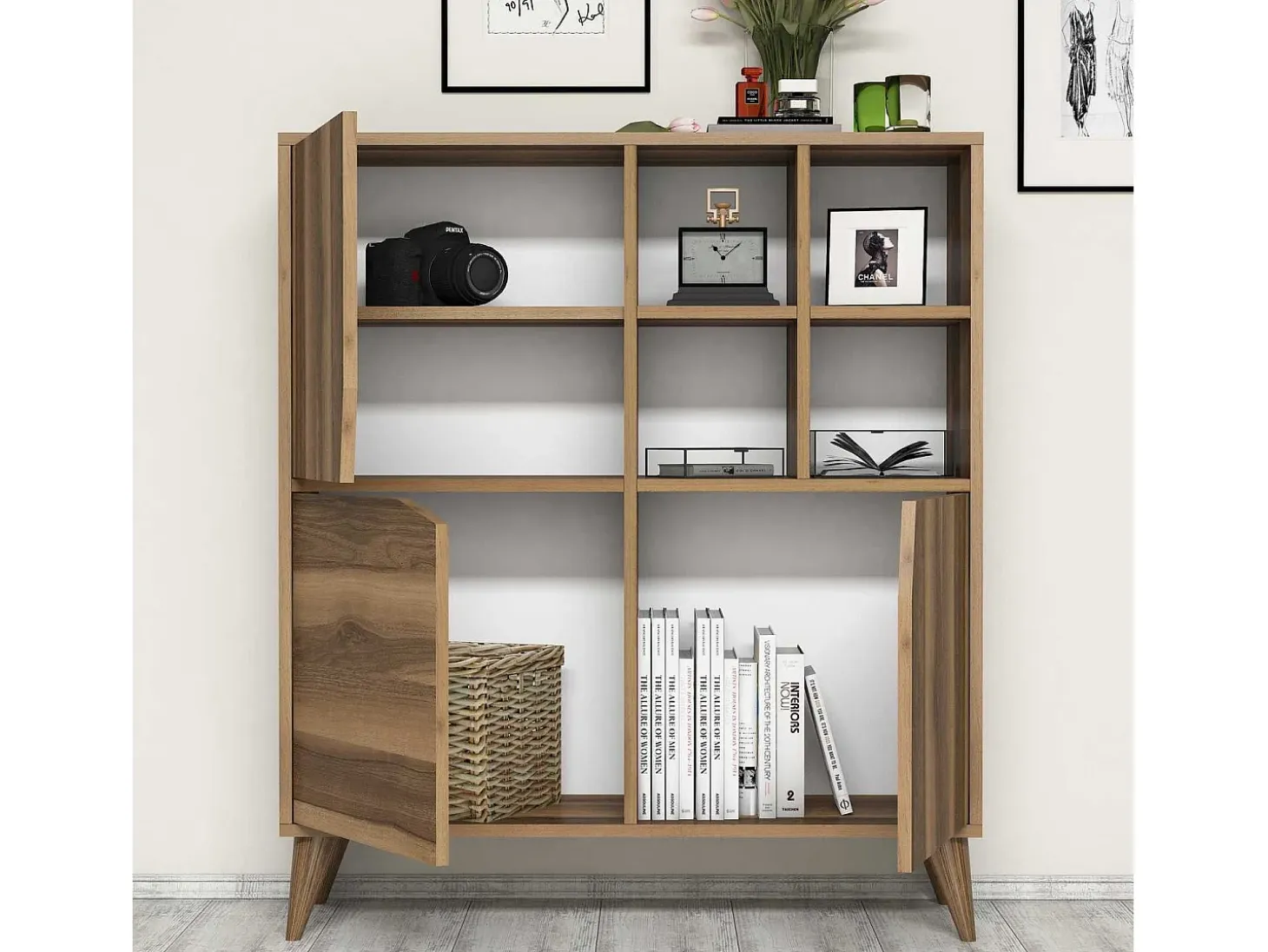 Aparador Kailua 342, Nuez, 115x100cm, Número de puertas: 3.0030cm, Aglomerado laminado