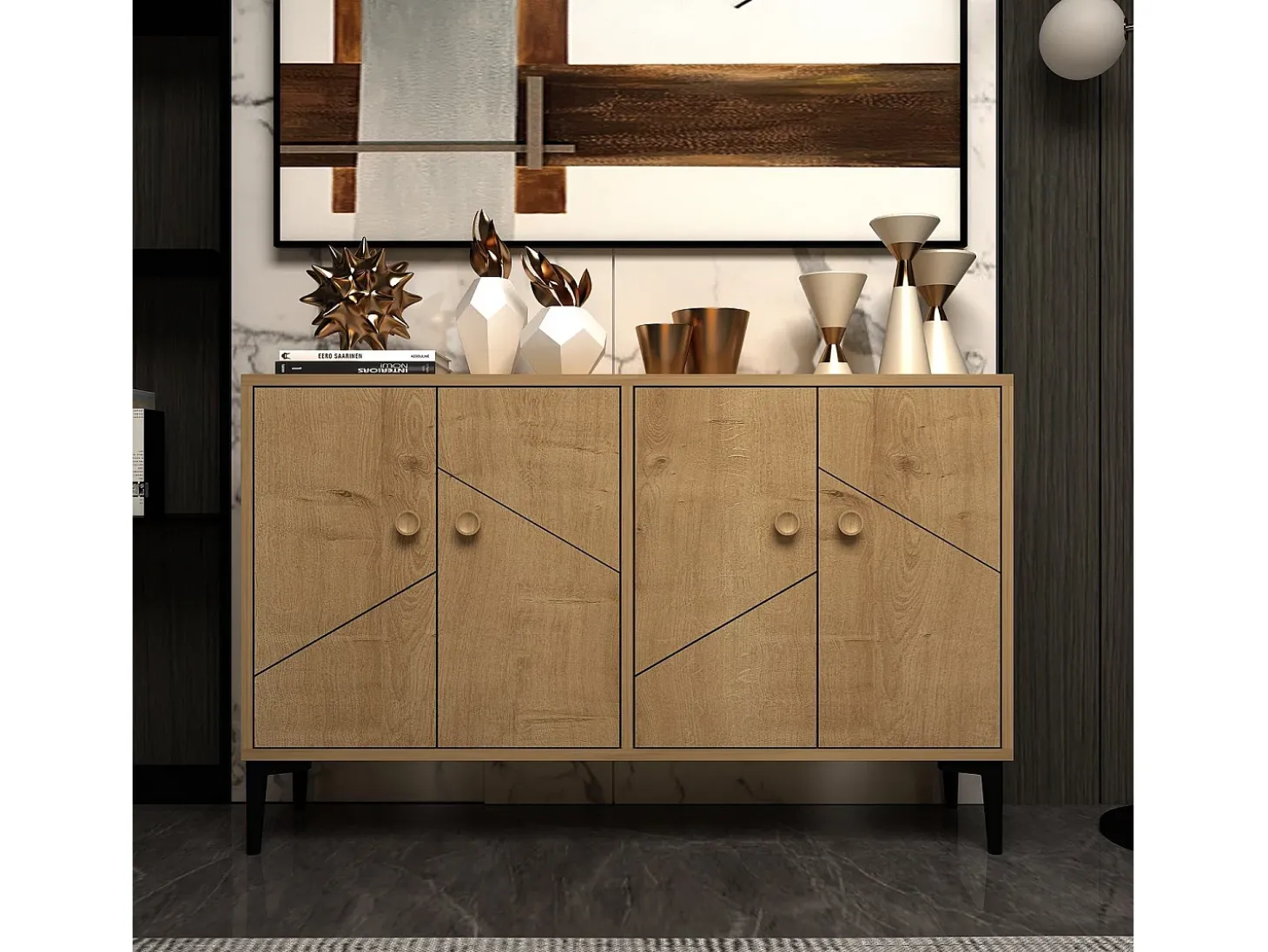 Aparador Kailua 1958, Roble, 75x120x30cm, Aglomerado laminado
