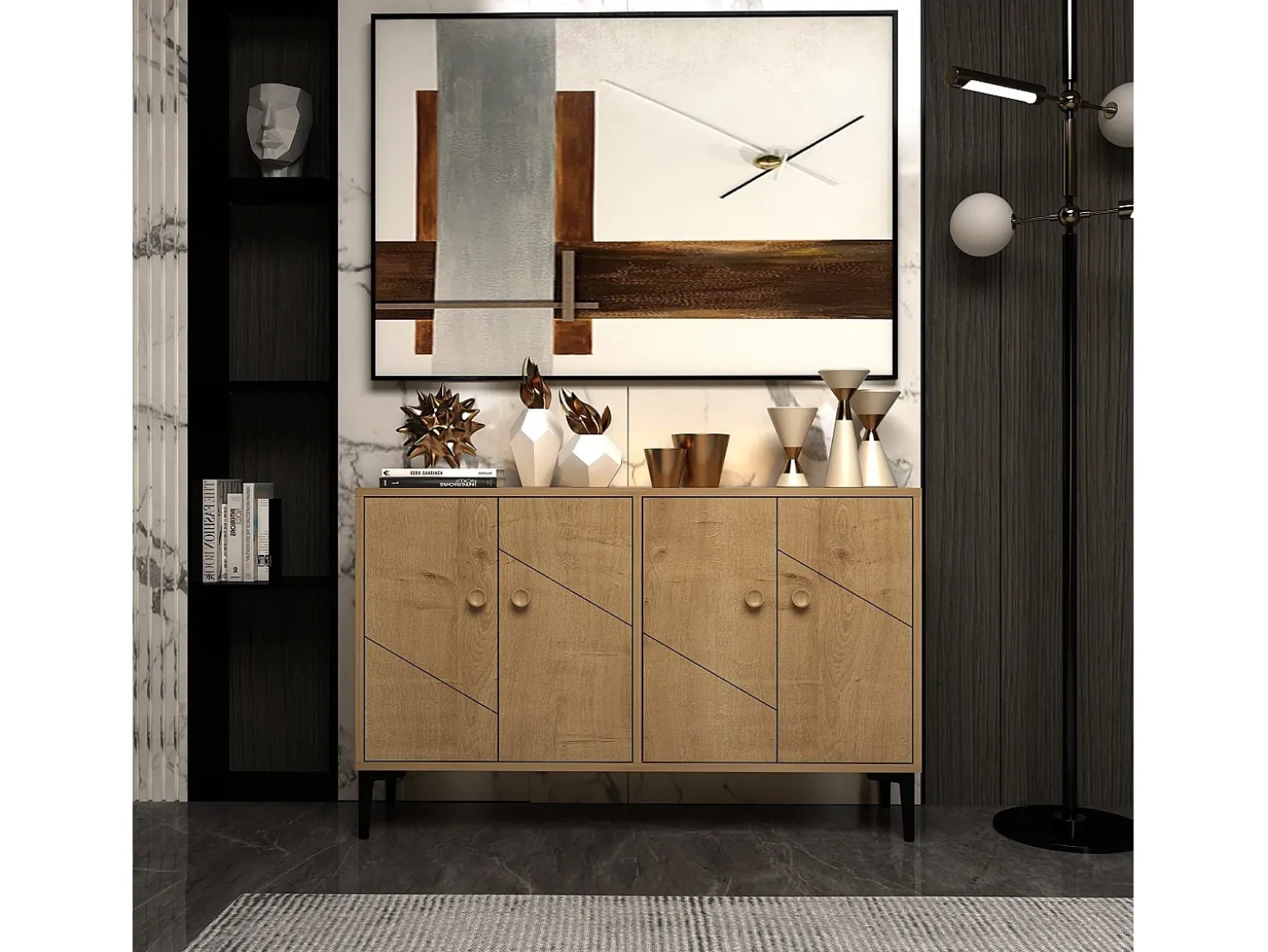 Aparador Kailua 1959, Roble, 75x120x30cm, Aglomerado laminado