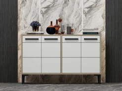 Aparador Kailua 1948, Roble|Blanco, 75x120x30cm, Aglomerado laminado