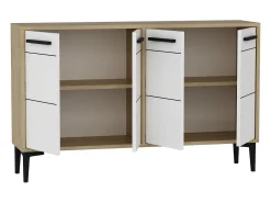Aparador Kailua 1948, Roble|Blanco, 75x120x30cm, Aglomerado laminado