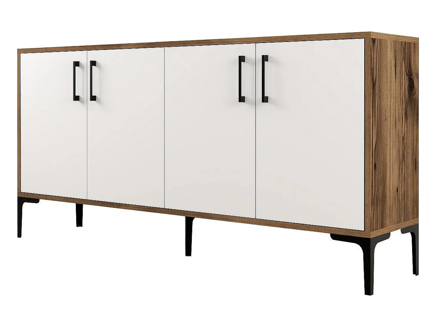 Aparador Kiev 160 blanco color nogal 160x35x78 cm