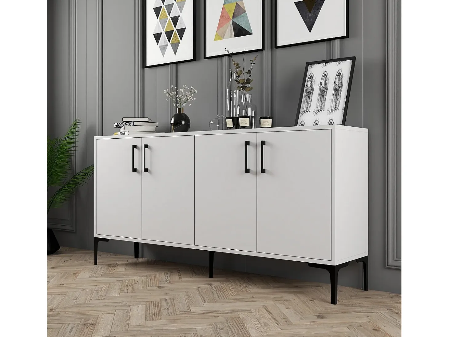Aparador Kiev 160 blanco 160x35x78 cm