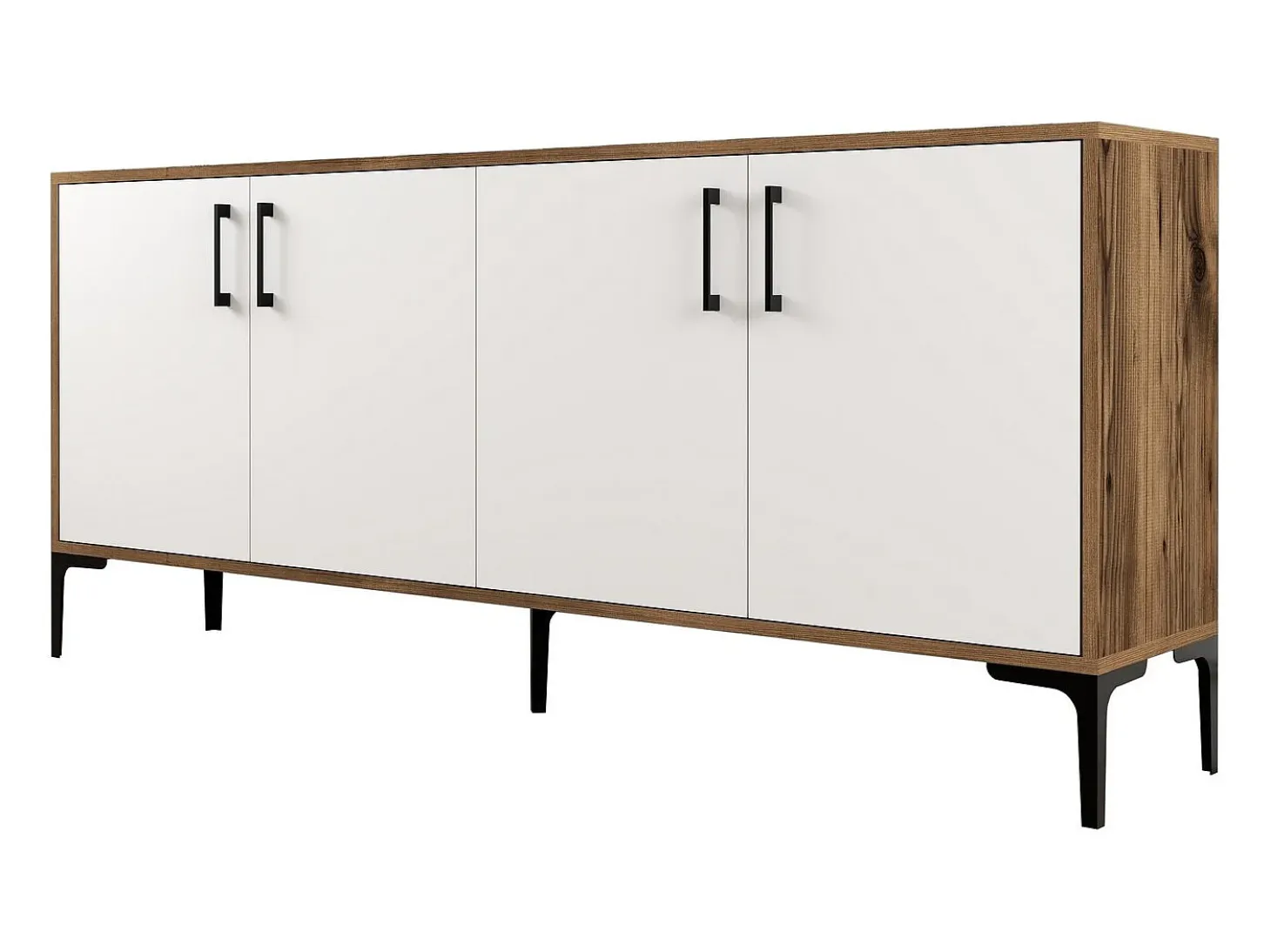 Aparador Kiev blanco color nogal 180x35x78 cm
