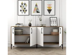 Aparador Kiev blanco color nogal 180x35x78 cm