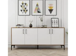 Aparador Kiev blanco color nogal 180x35x78 cm