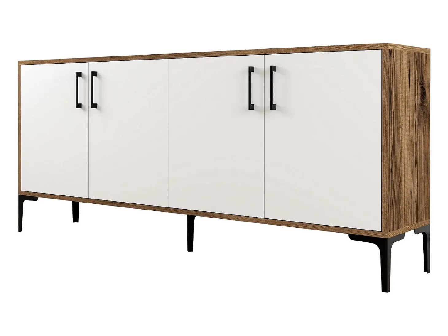 Aparador Kiev blanco color nogal 180x35x78 cm