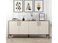 Aparador Kiev crema color nogal 180x35x78 cm