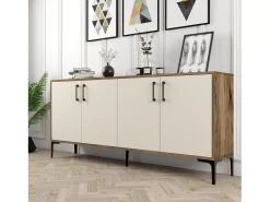 Aparador Kiev crema color nogal 180x35x78 cm