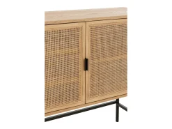 Aparador KLAKO de 2 puertas – Madera natural y caña