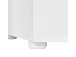 Aparador lacado en blanco con iluminación LED, 4 cajones y 2 puertas - Madera PB y cristal