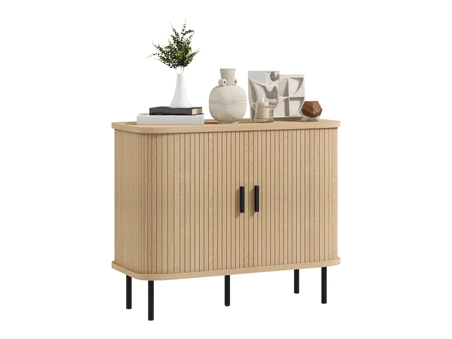 Aparador Latvia Homcom puertas correderas + 5 patas natural 75x90x40 cm