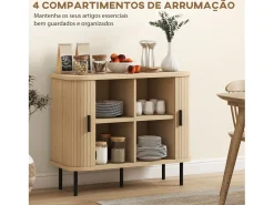 Aparador Latvia Homcom puertas correderas + 5 patas natural 75x90x40 cm