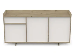 Aparador Lead 1 Cajón 3 Puertas Estantes Roble Blanco Melamina 157 cm