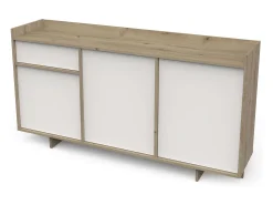 Aparador Lead 1 Cajón 3 Puertas Estantes Roble Blanco Melamina 157 cm