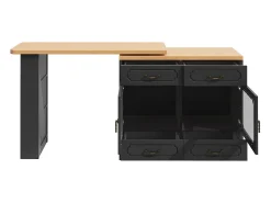 Aparador LED, aparador negro con tapa giratoria, 2 puertas y 4 cajones de almacenamiento - MDF