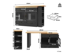 Aparador LED, aparador negro con tapa giratoria, 2 puertas y 4 cajones de almacenamiento - MDF