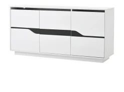 Aparador LED con 3 puertas de almacenamiento y estantes ajustables – Blanco y negro