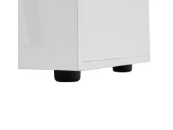 Aparador LED con 3 puertas y 1 estante de vidrio – Blanco y madera natural