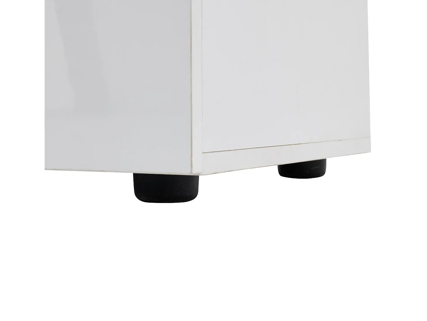 Aparador LED con 3 puertas y 1 estante de vidrio – Blanco y madera natural